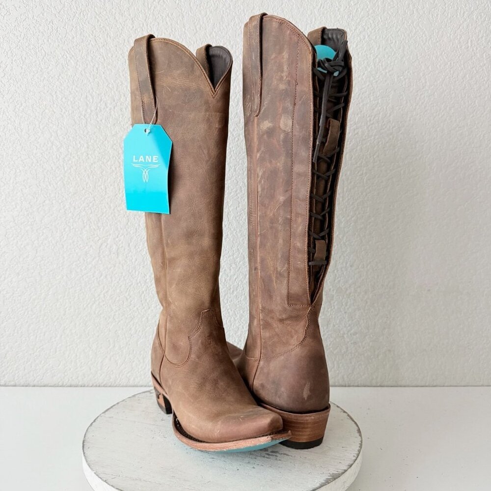 Lane Womens Olivia Jane Cowboy Boots Caramel Brown Leather Western Tall Size 6.5
